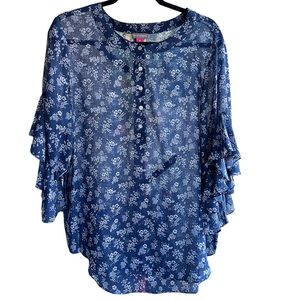 Blue floral Vince Camuto blouse size XL